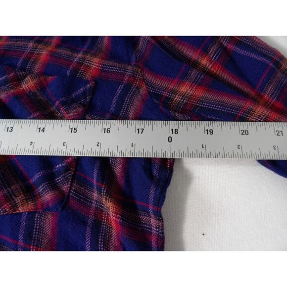 Cloth & Stone Small Plaid Button Up Shirt Anthro Blue Red Western Country - Picture 7 of 9